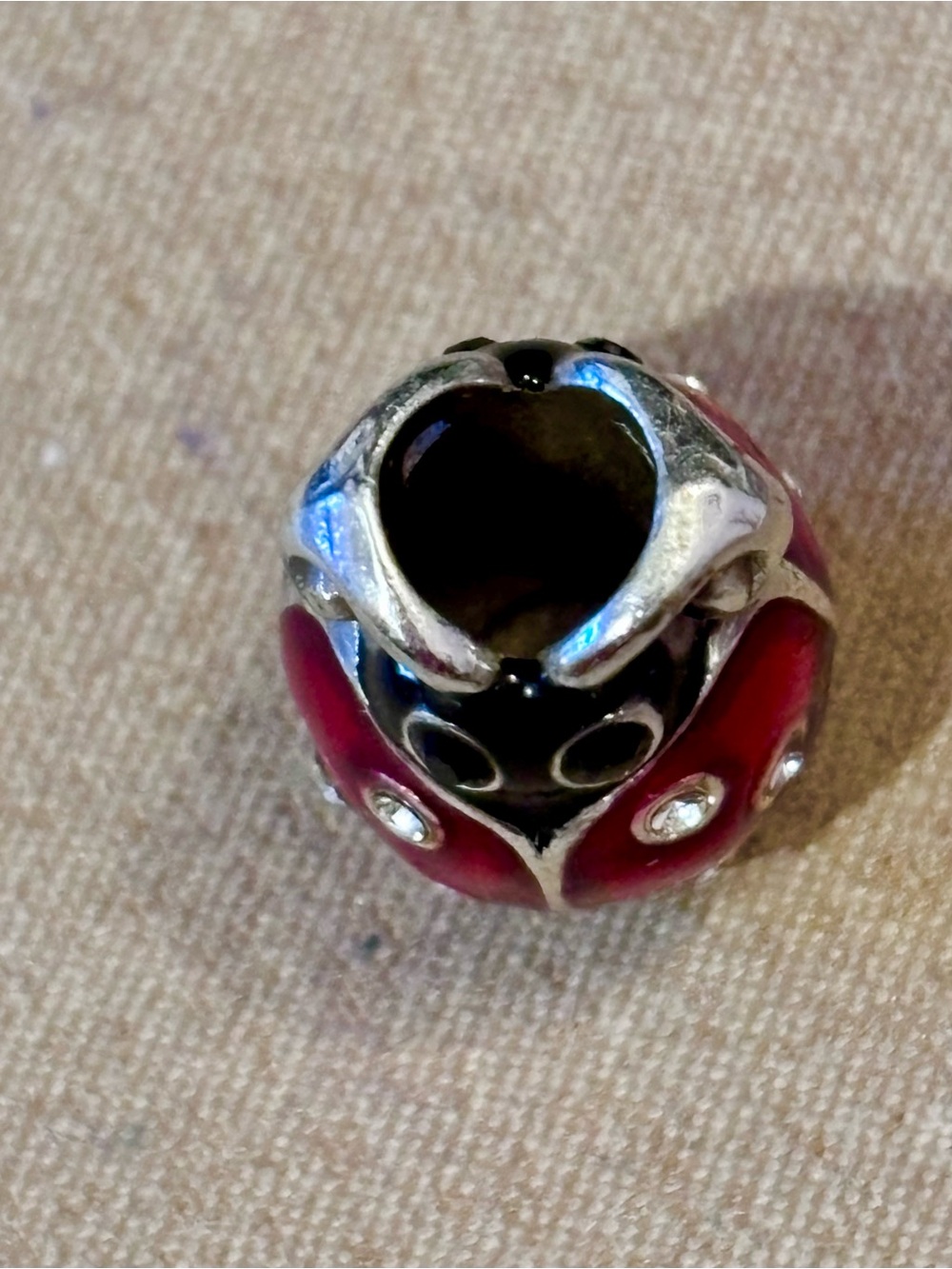 Brighton big ladybug bead with crystals for spots Red & black enamel Retired - Picture 5 of 9
